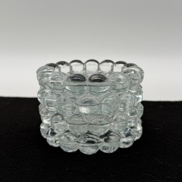 Set of 4 MCM Anchor Hocking Boopie Bubble Clear Glass Flower Sunburst Coasters - Picture 5 of 6